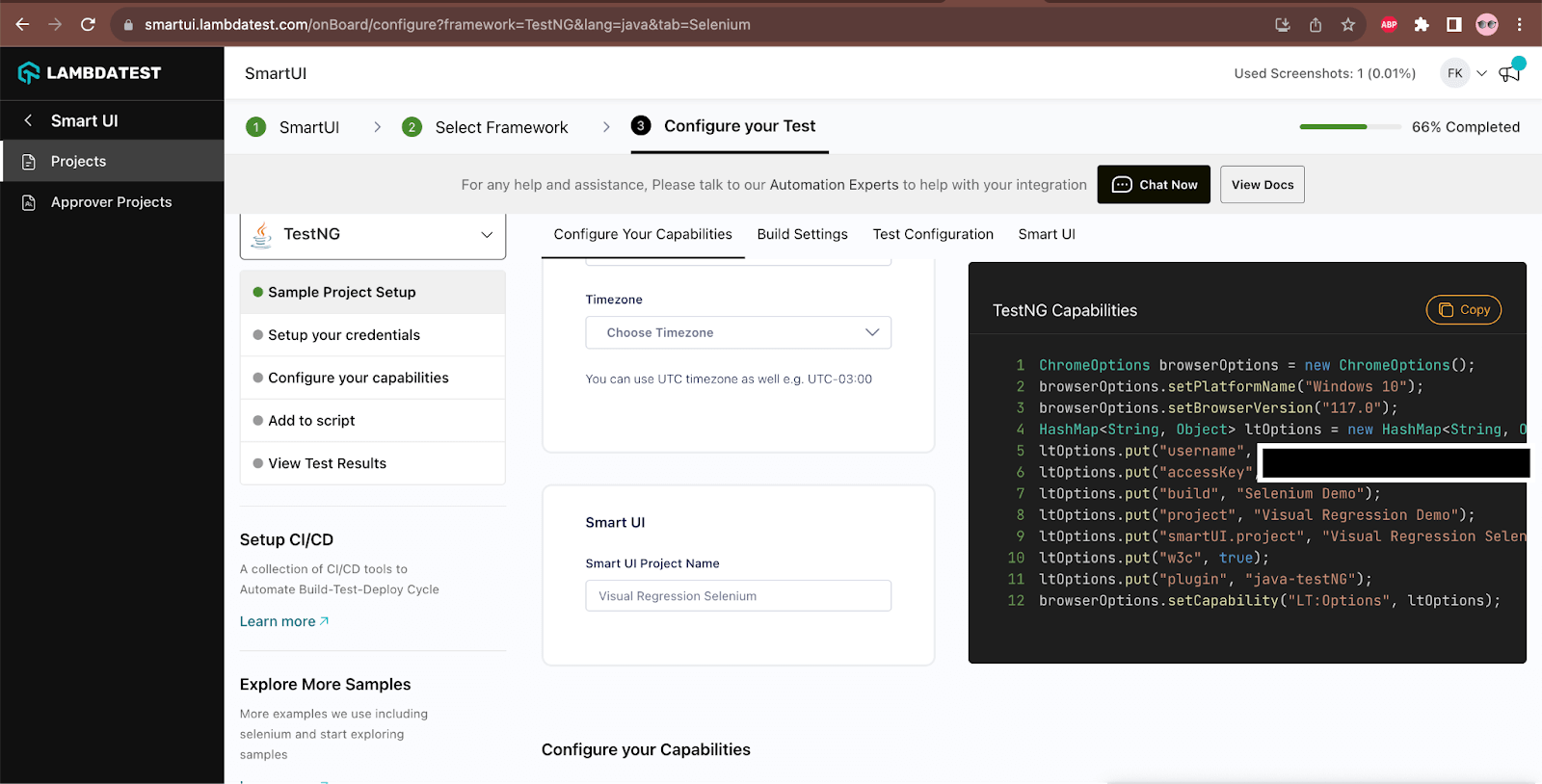 test configuration