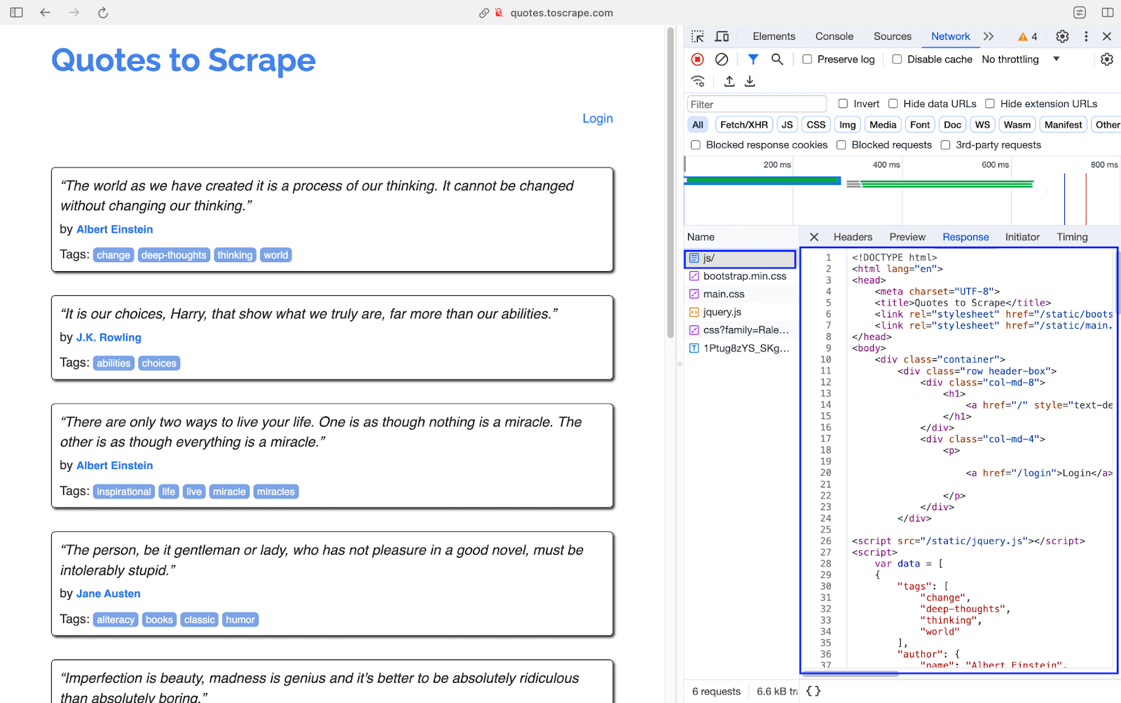 QuotestoScrape JS