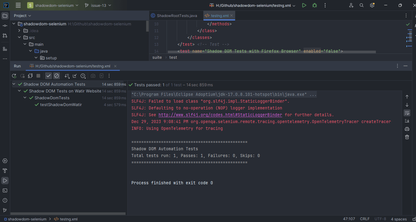 Selenium using Intellij