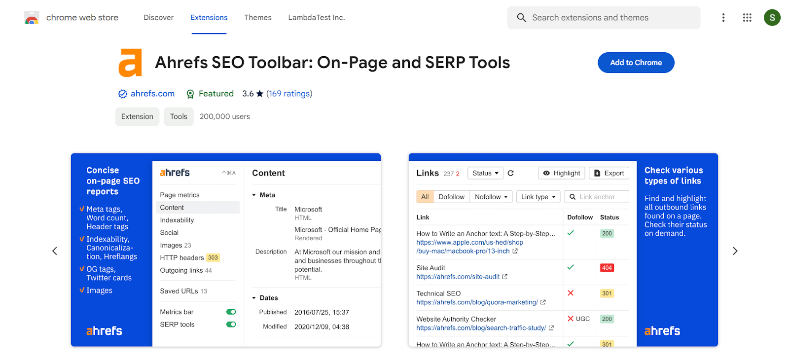 Ahrefs SEO Toolbar