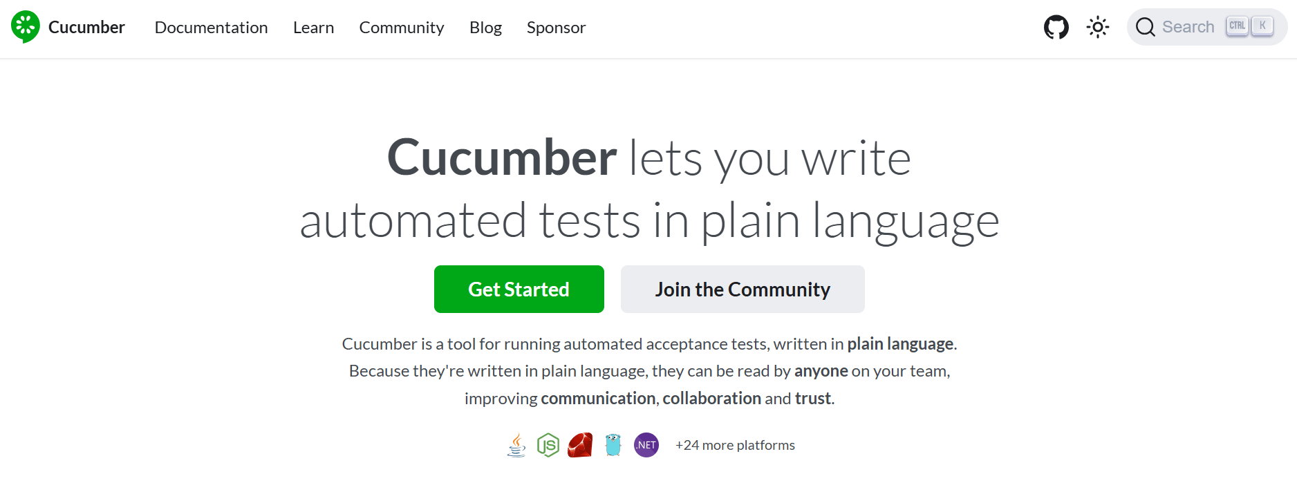 Cucumber is a commonly used testing tool