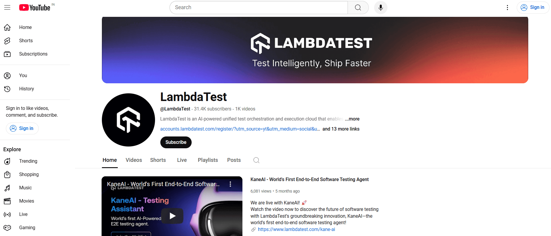 LambdaTest YouTube Channel