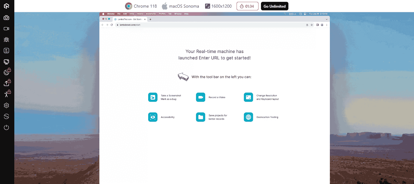 cloud-based machine running real OS and browsers