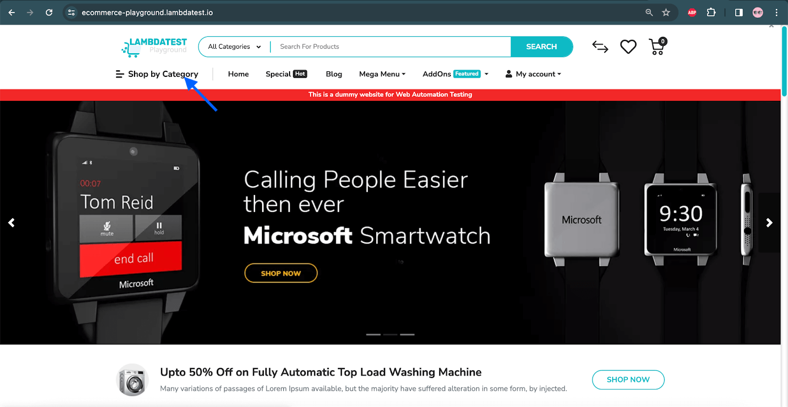 Home Page - LambdaTest eCommerce Playground Website