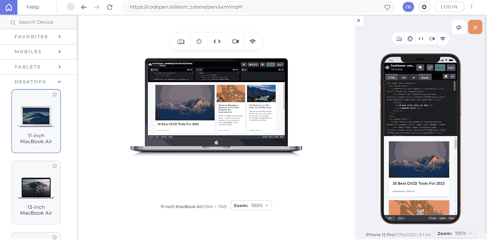 LT Browser previewing website on various devices