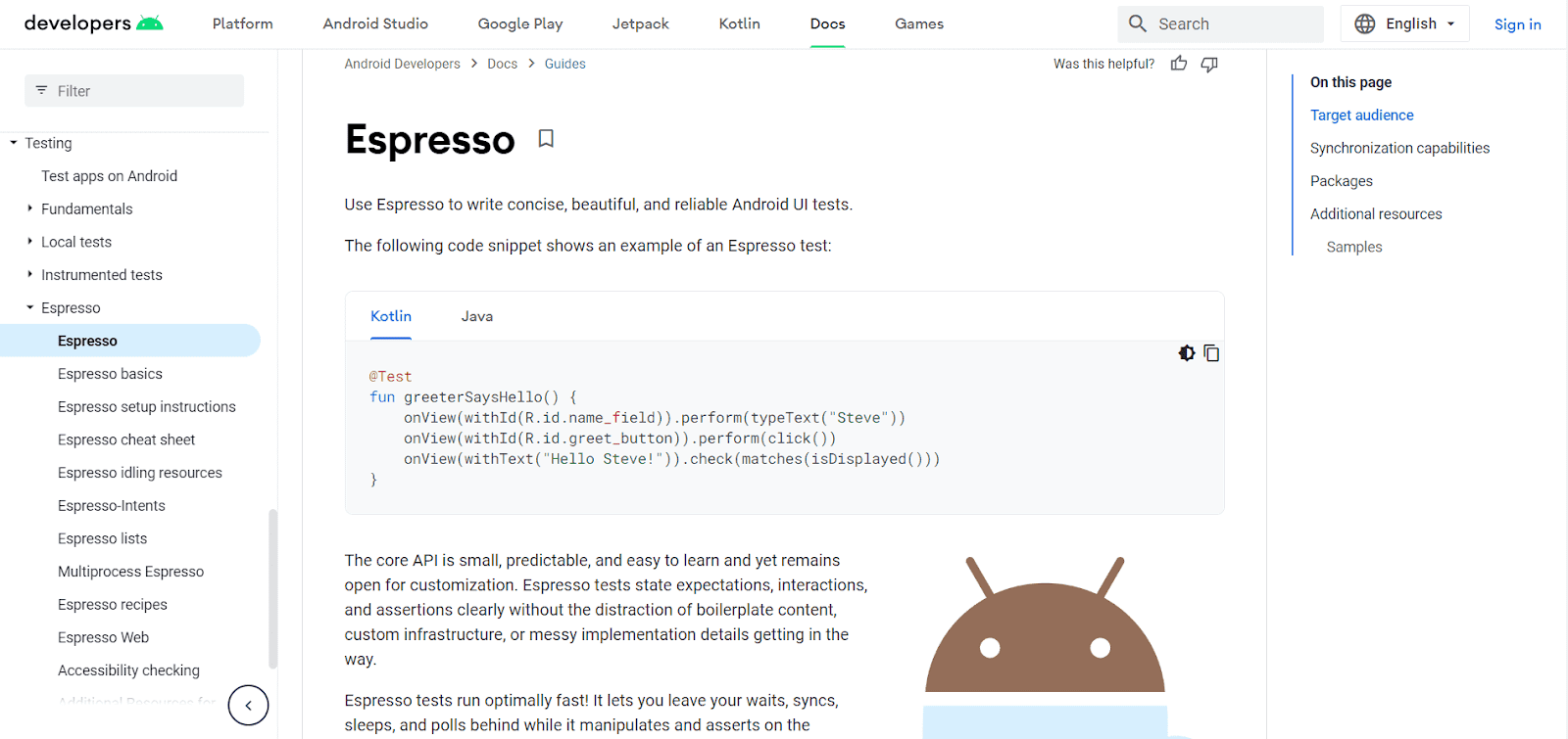 espresso qa testing tool