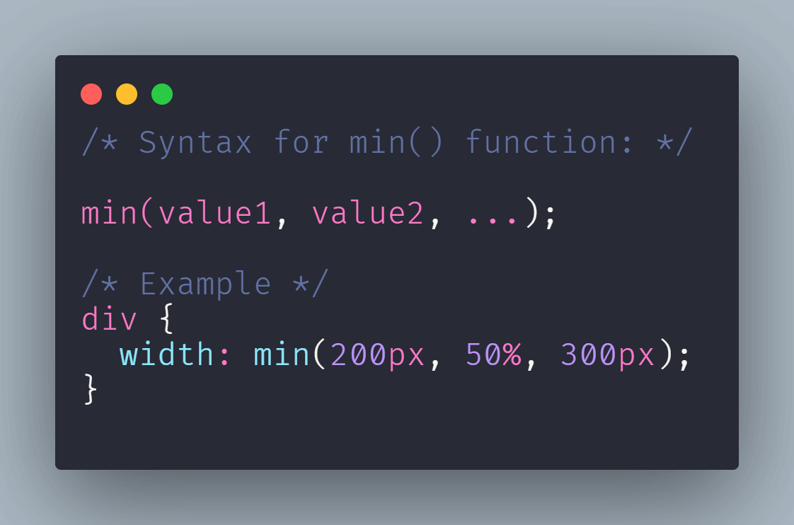 min() function