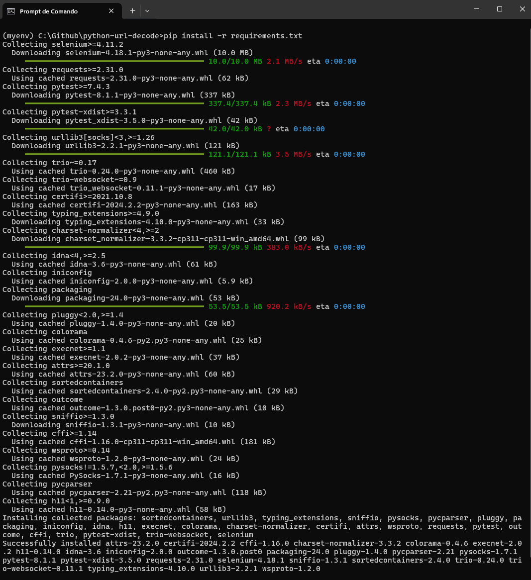 output of basic environment setup