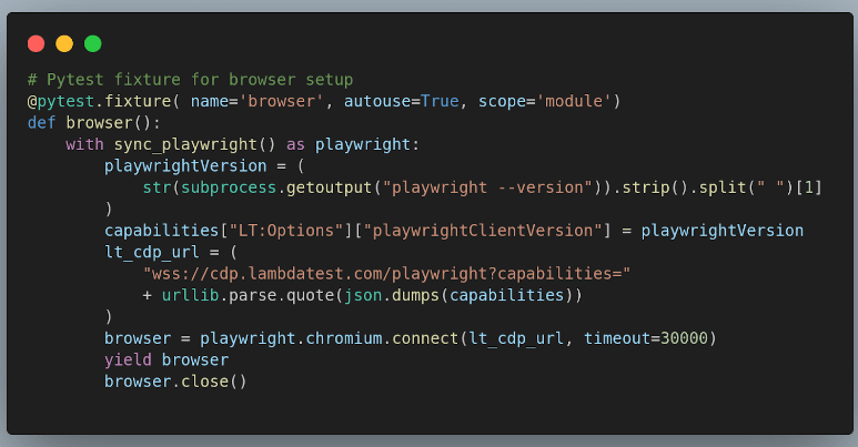 Setup pytest Fixtures