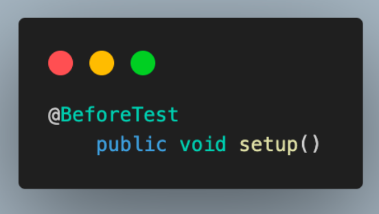 Add the first method as setup()