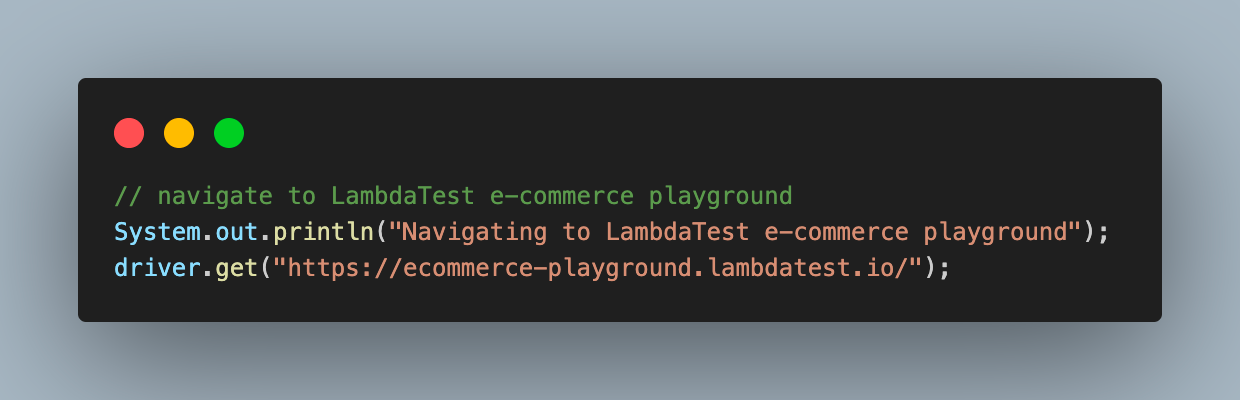 Navigate to the LambdaTest eCommerce Playground