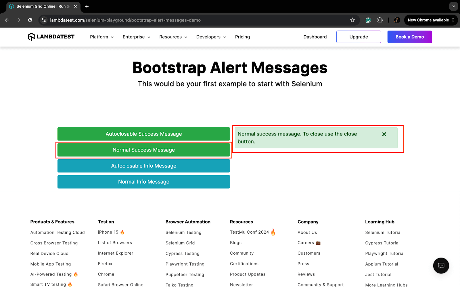 alert messages