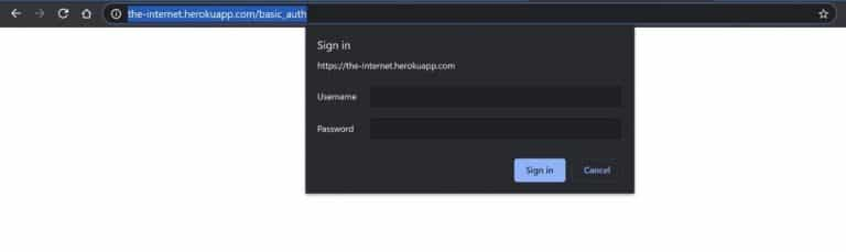 authentication popup prompted on the website