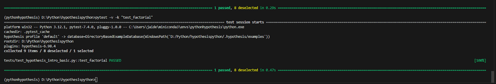 execute our hypothesis test using the pytest