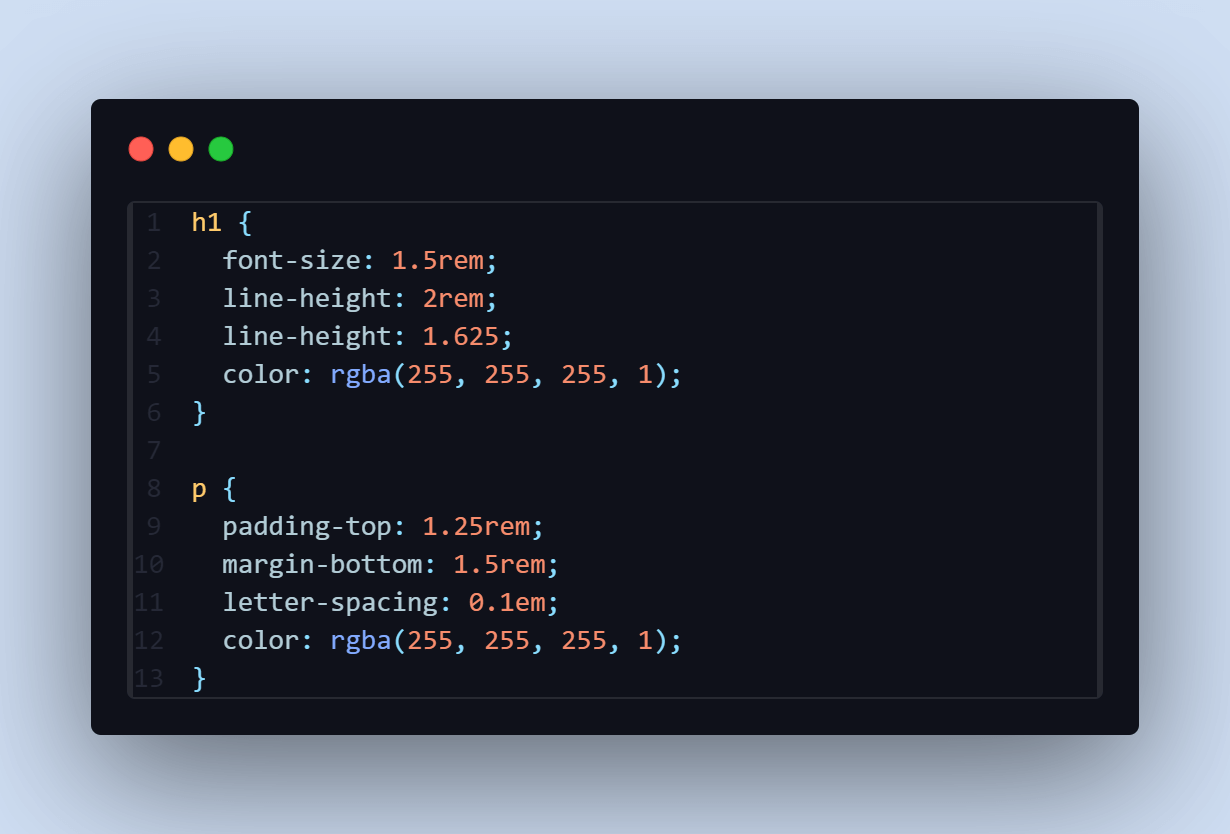  text p and h1 have the CSS rgba() color