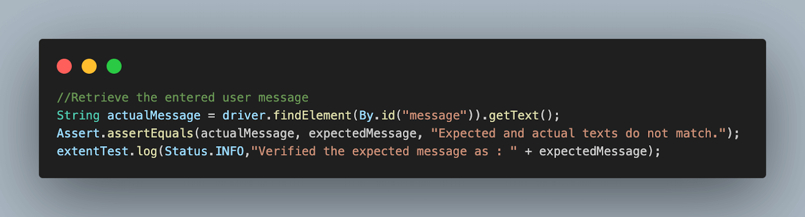 expected message entered initially