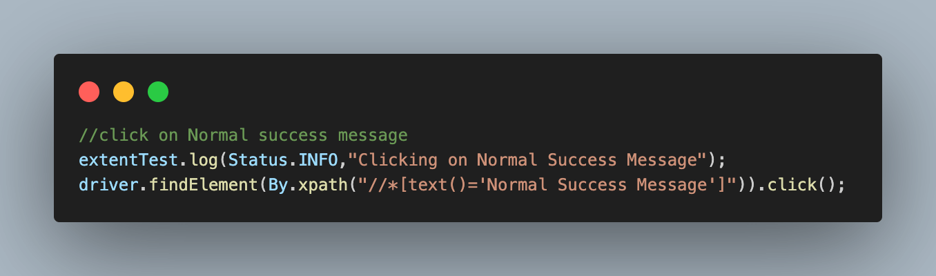 Normal Success Message alert button