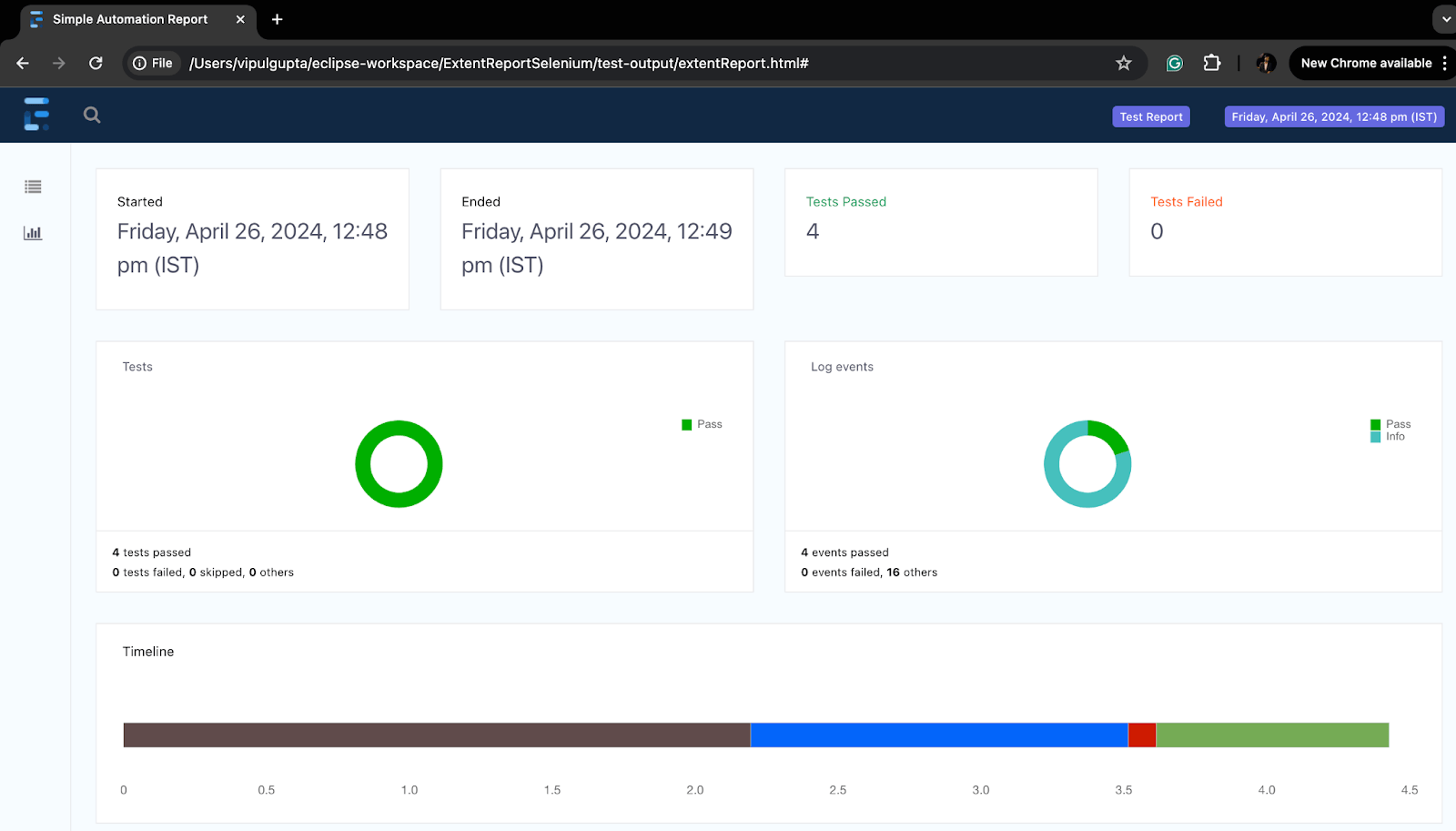  project and navigate to the test-output