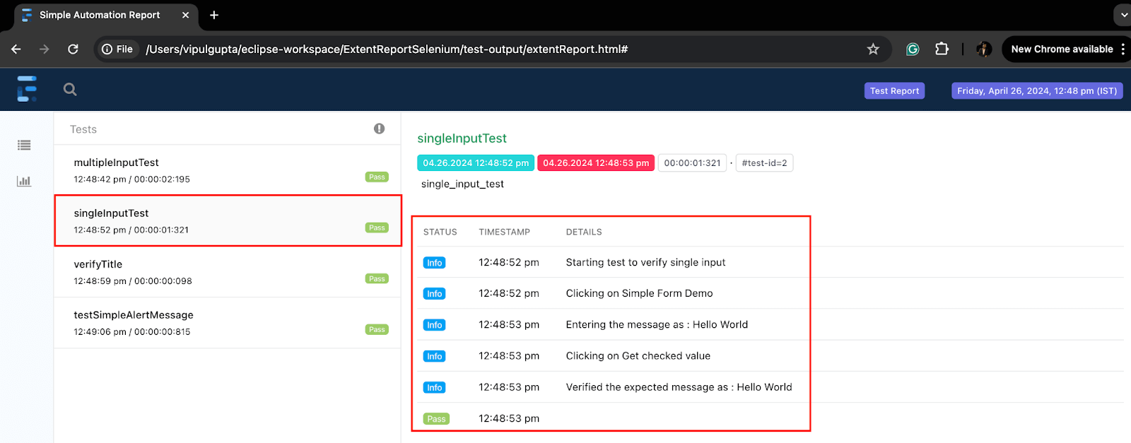  generated Extent Reports