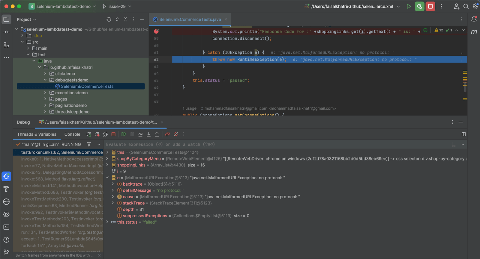 Code running in loop, 16 iterations matching menu size.