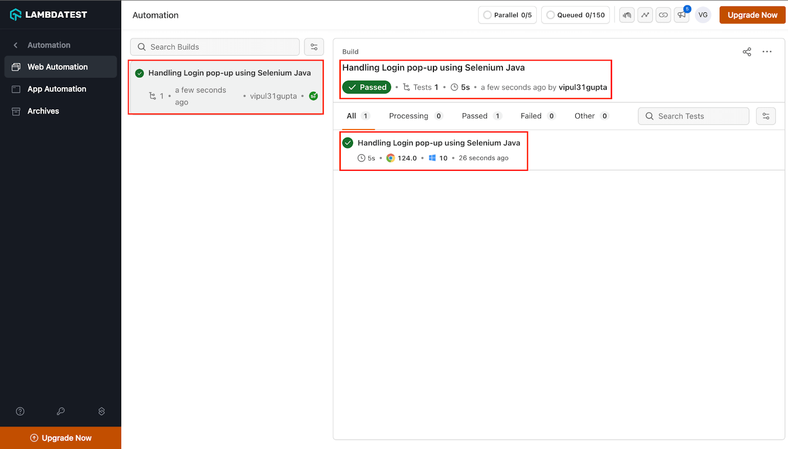 Web Automation on the Web Automation Dashboard