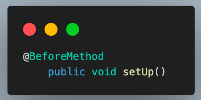 setUp() method for WebDriver