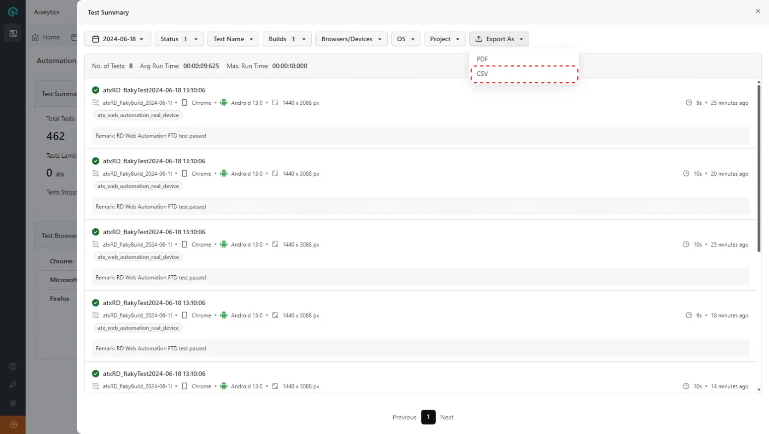 Drill-Down Data With Test Analytics