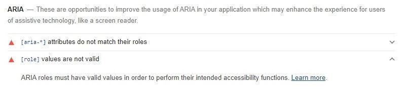 Missing WAI-ARIA Attributes 