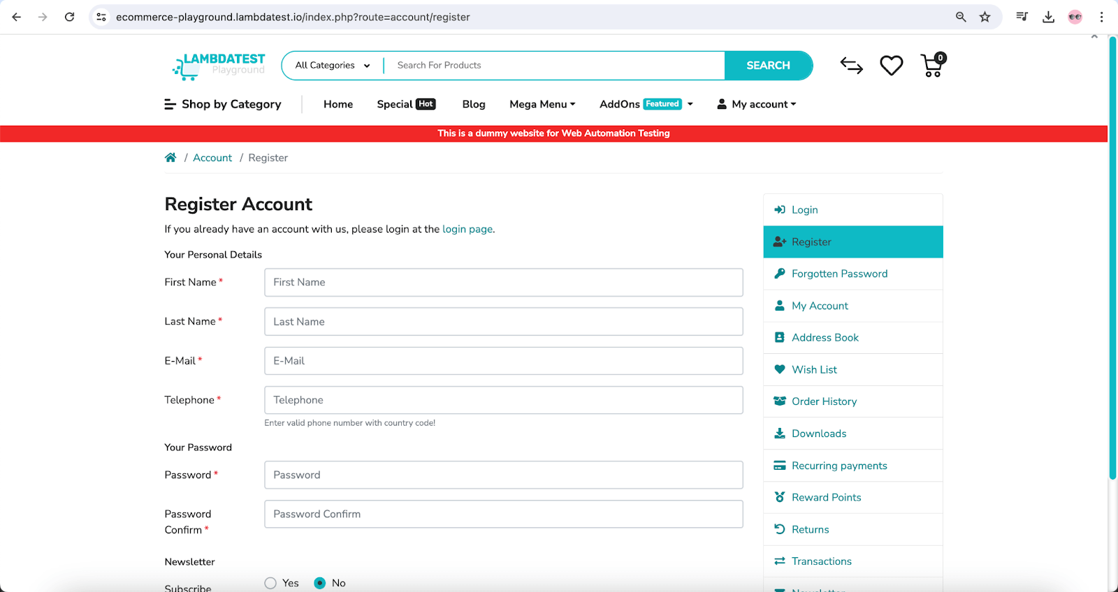 register account