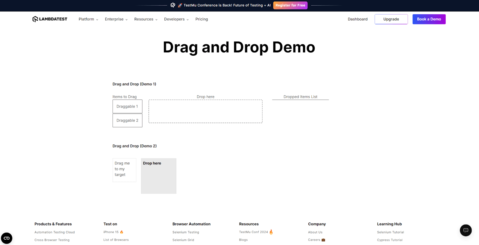 Check that the “Drop Here” message changes to “Dropped