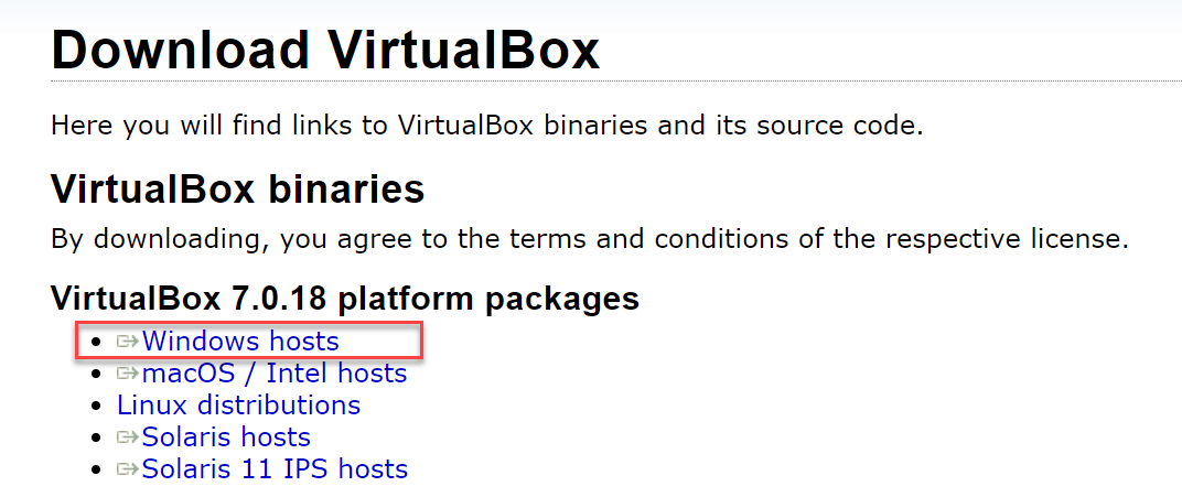 Download the VirtualBox