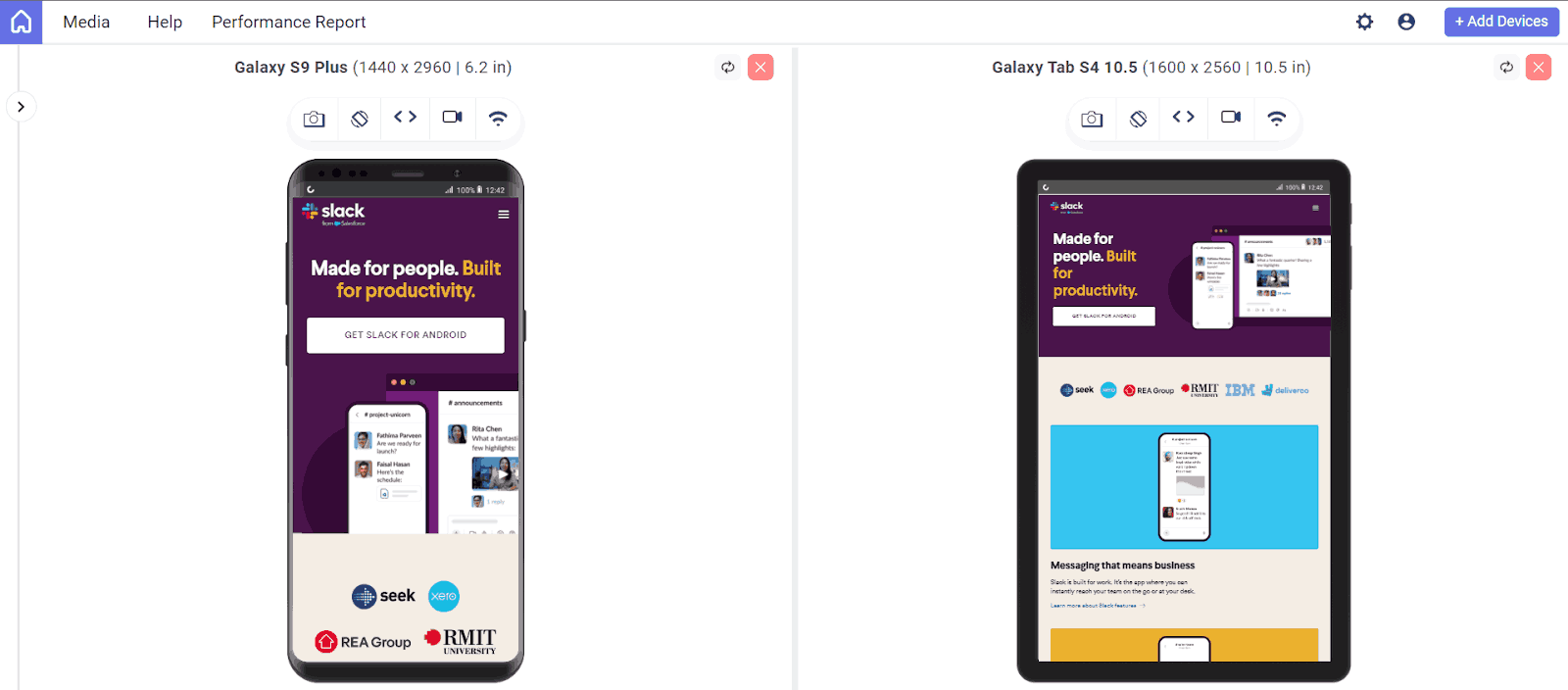 Slack is another mobile website design