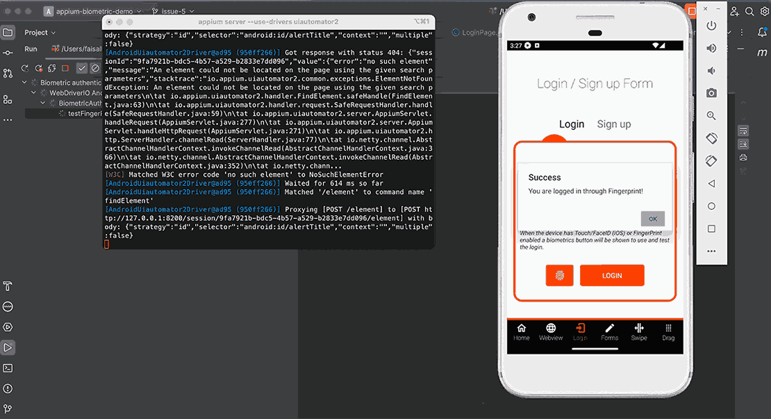 Right click menu showing the option to run testng xml for test execution