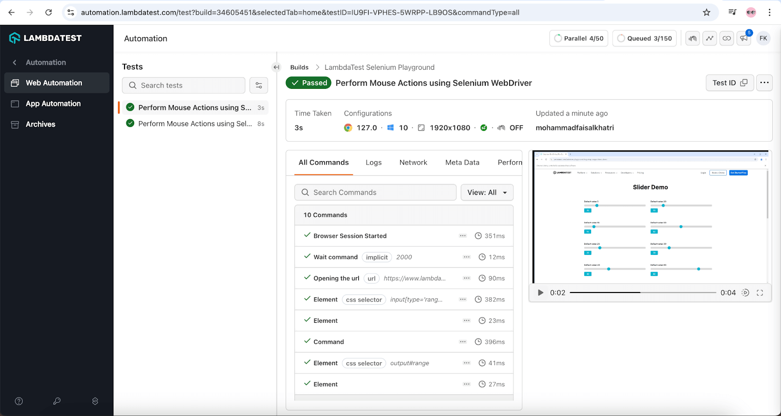 Web Automation Dashboard