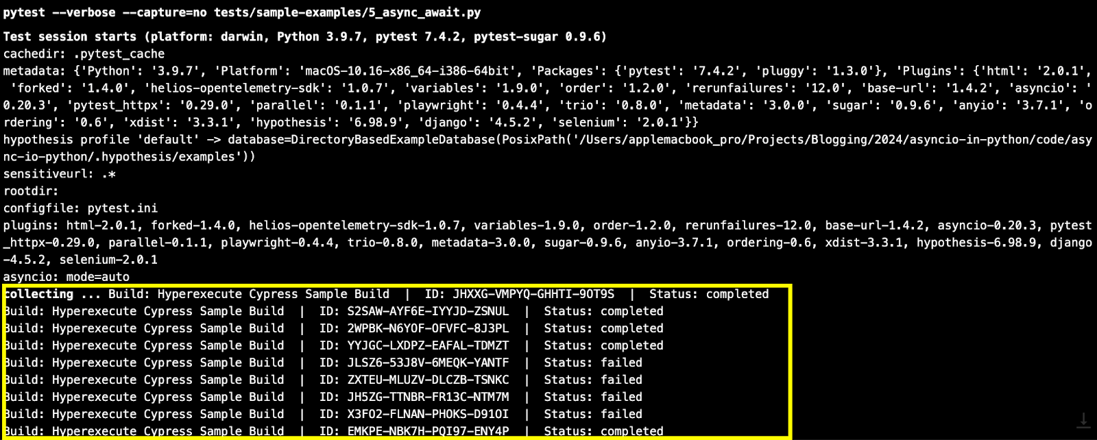 LambdaTest test sessions