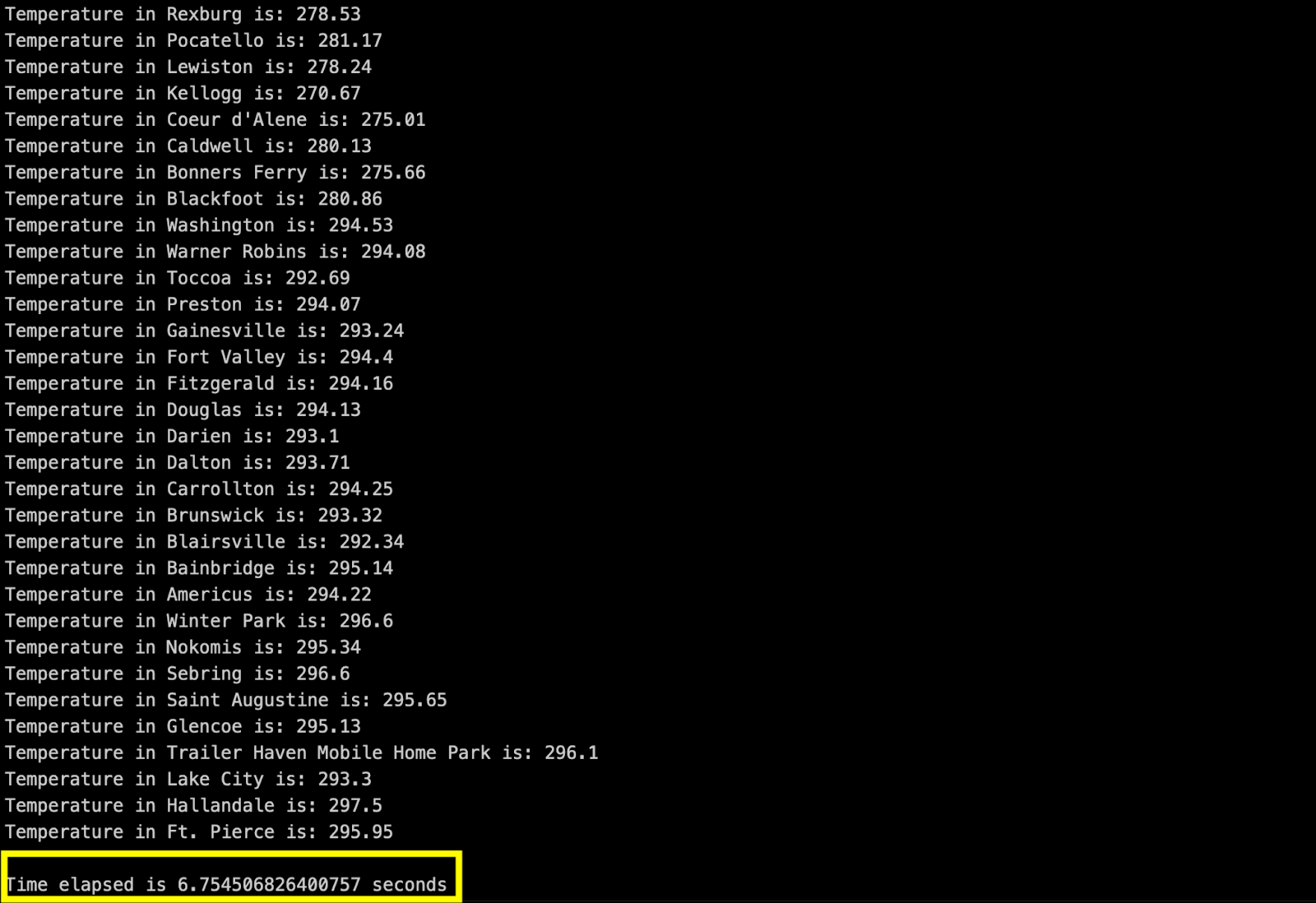 latitude & longitude asynchronously using aiohttp & asyncio