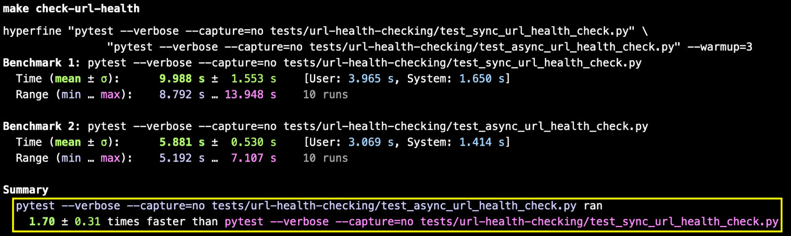 check-url-health for benchmarking