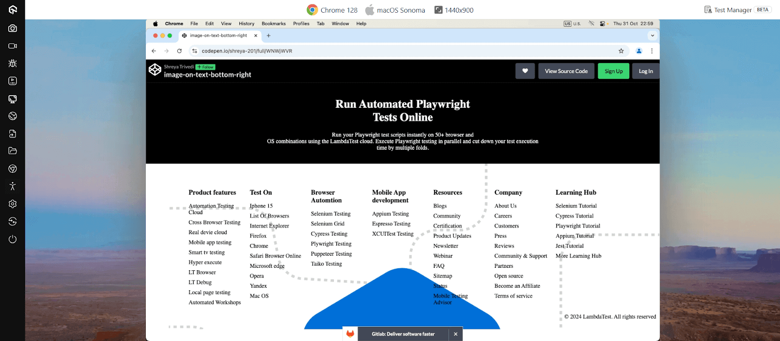 Test Positioning of Text Over an Image