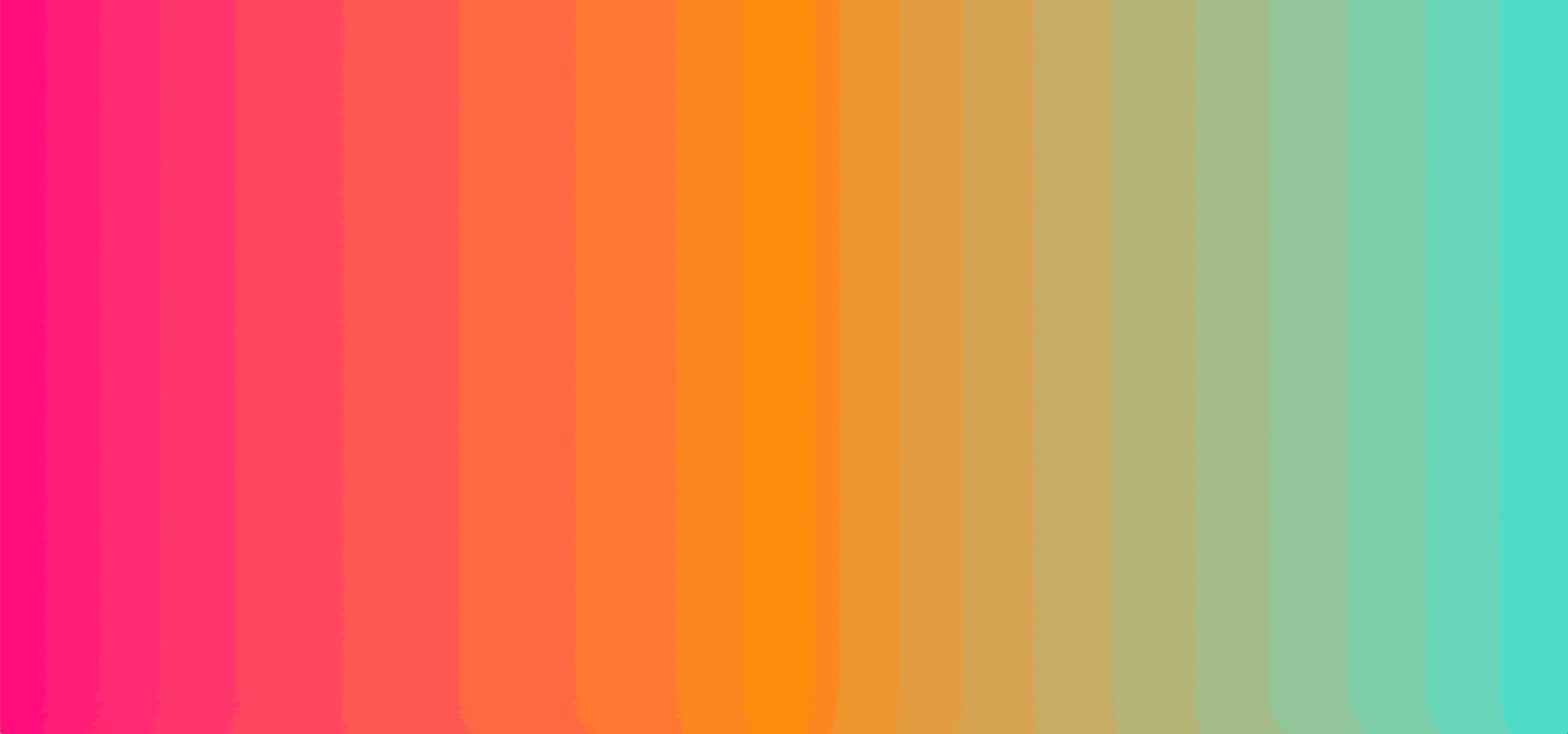 example of a multicolor gradient transitioning from pink to orange to turquoise using css