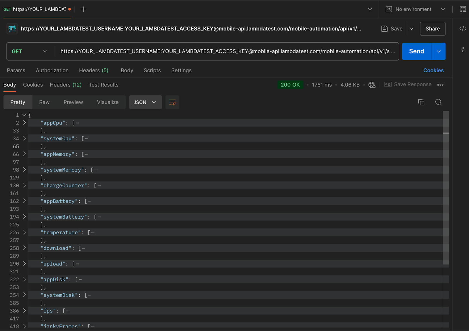  fetch app profiling metrics using API 