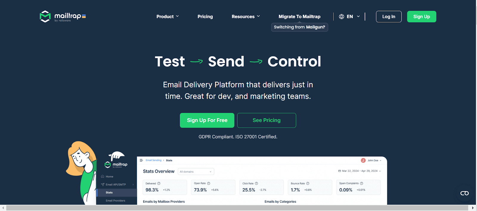 Mailtrap helps you test and control