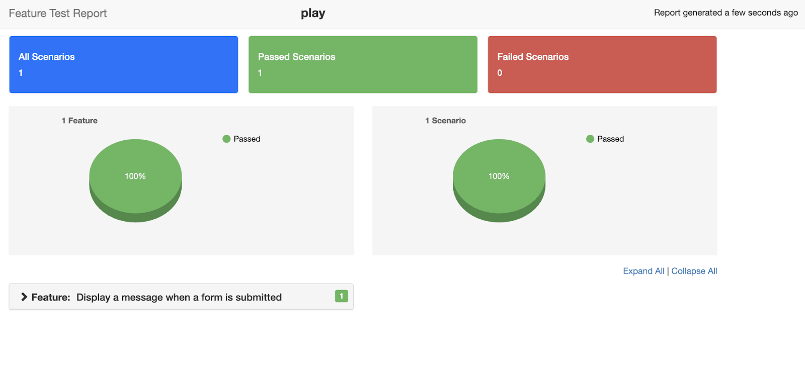 playwright test report displayed in browser