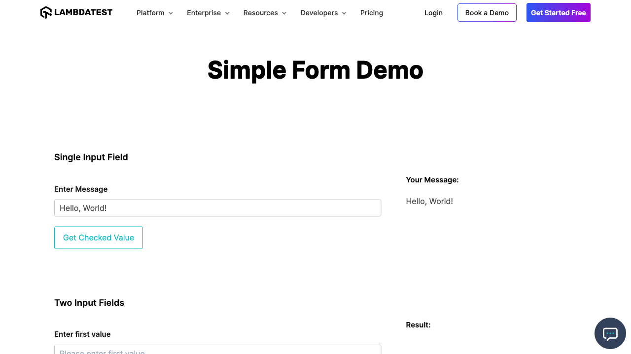 screenshot of playwright test failure showing submit form error