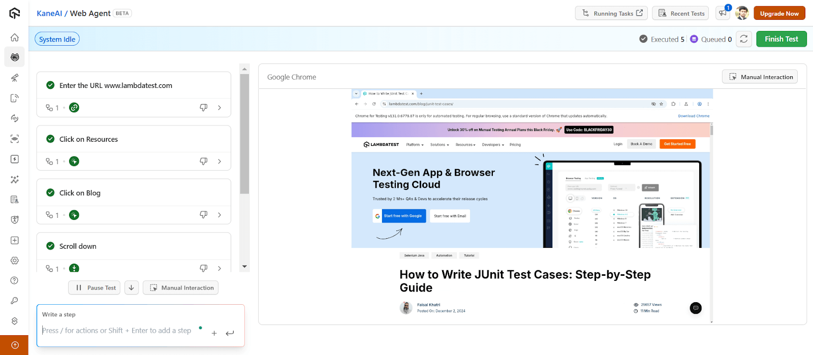 test steps (or actions) are converted to test cases