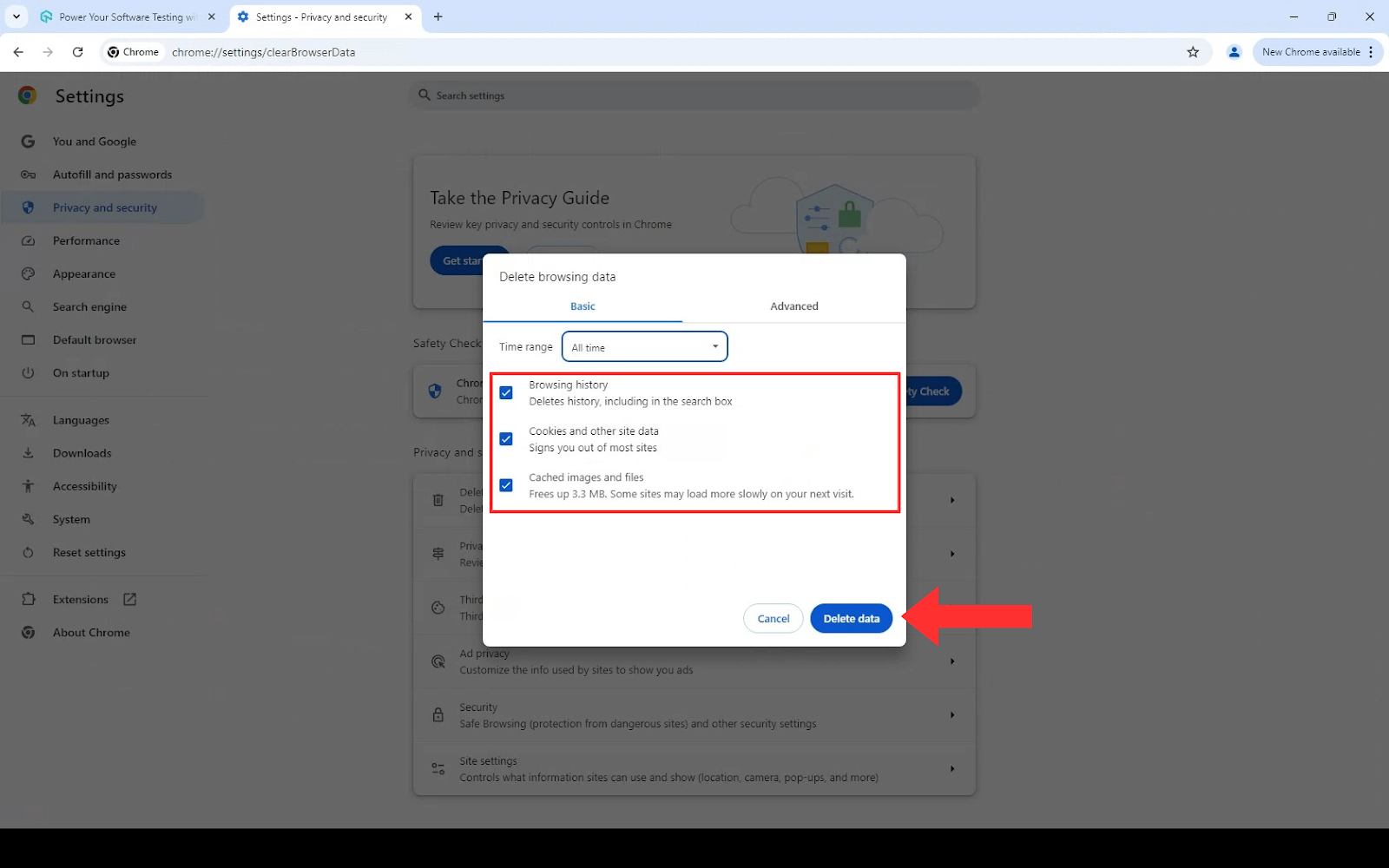 Cookies and other site data