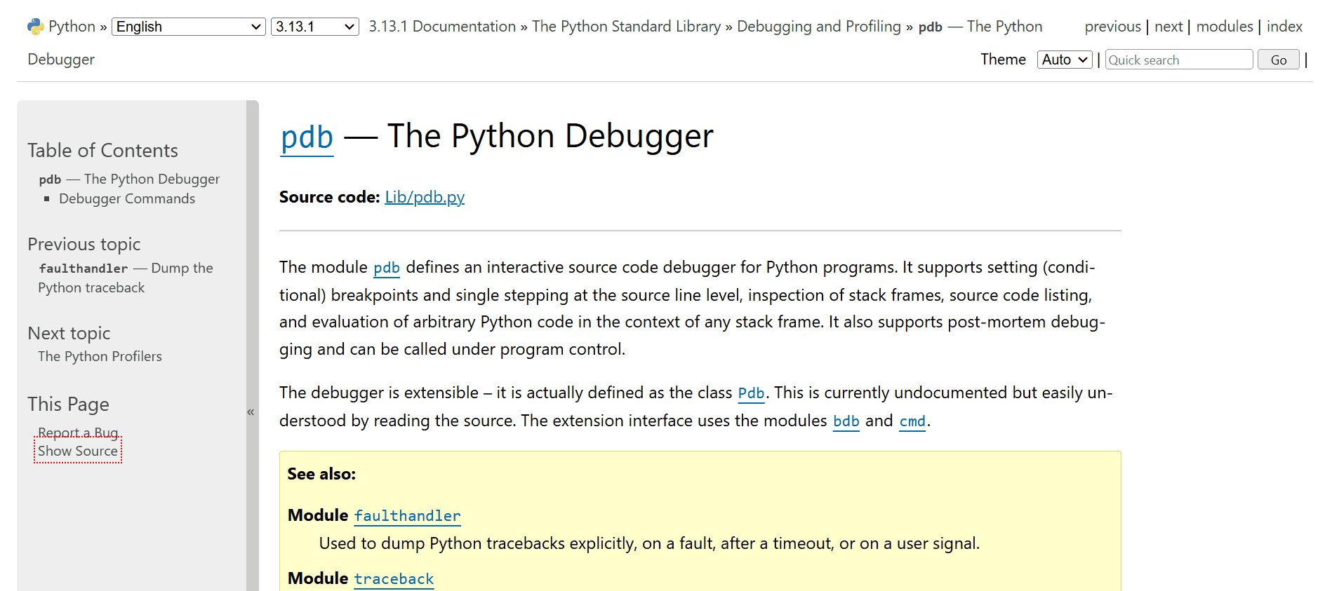 pdb – The Python Debugger