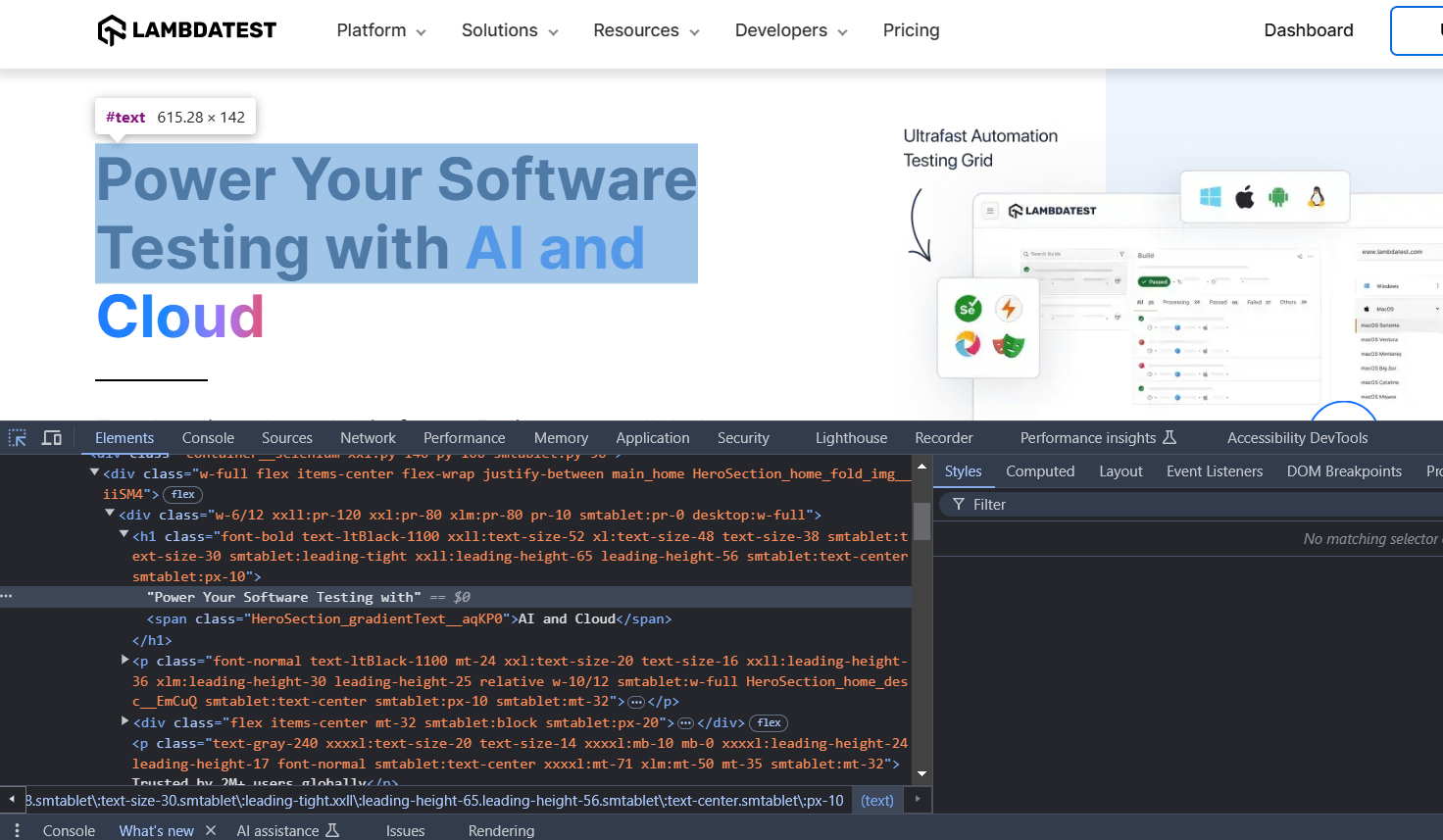 hover over the text right-click, and select Inspect