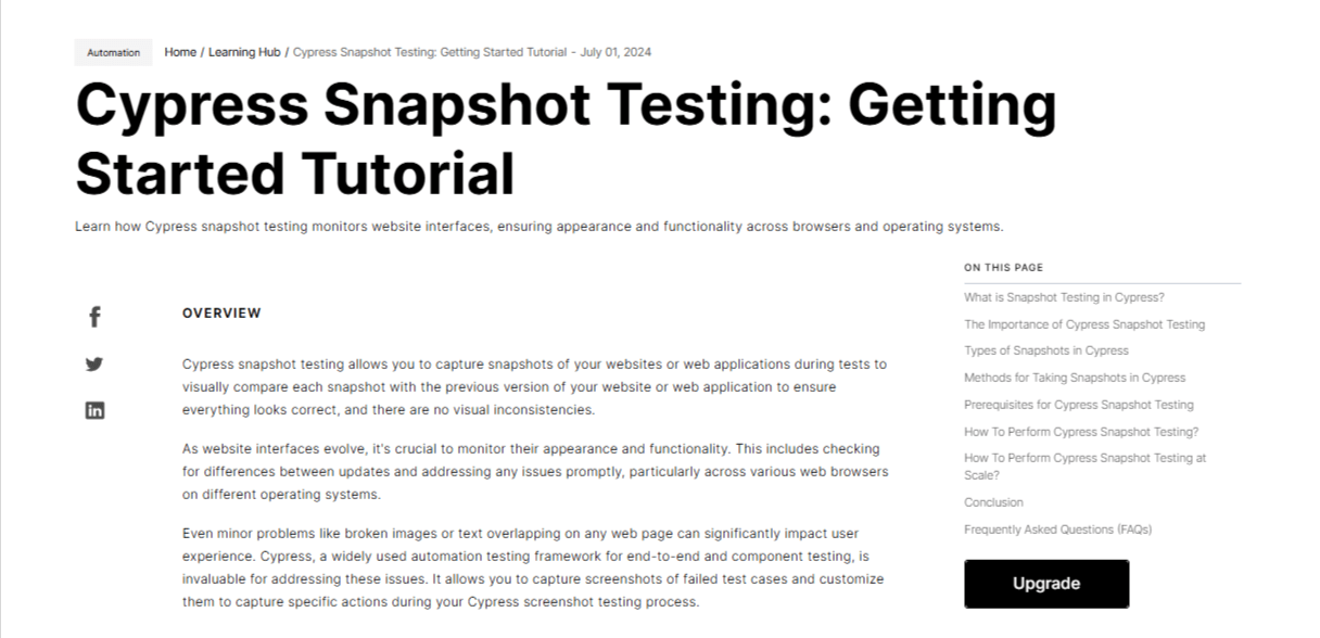 Cypress Snapshot Testing: Getting Started Tutorial