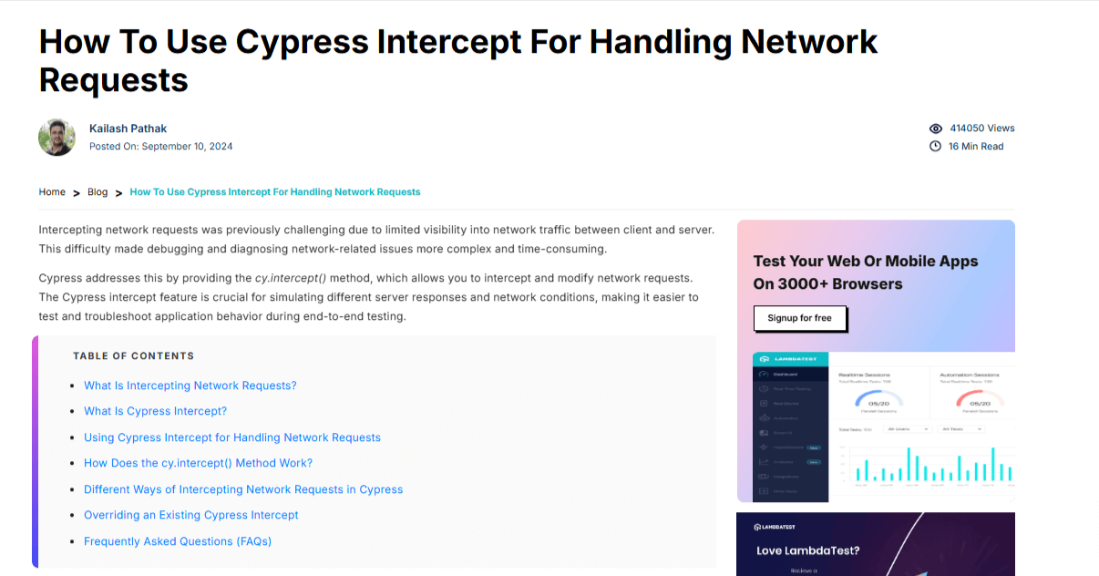 How To Use Cypress Intercept For Handling Network Requests