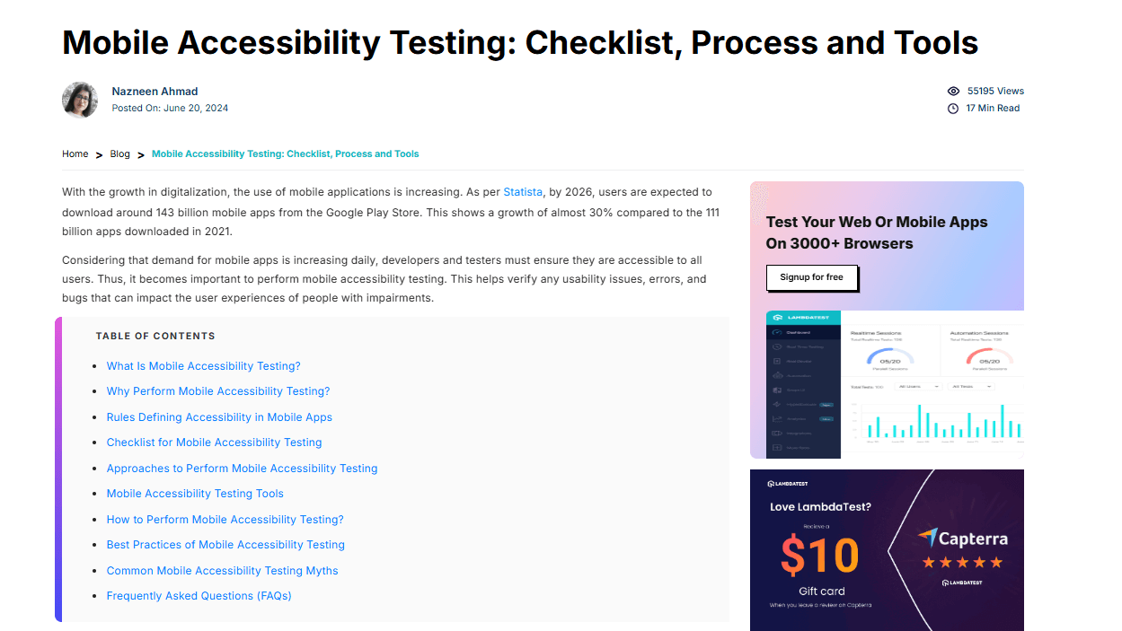 Mobile Accessibility Testing: Checklist, Process and Tools